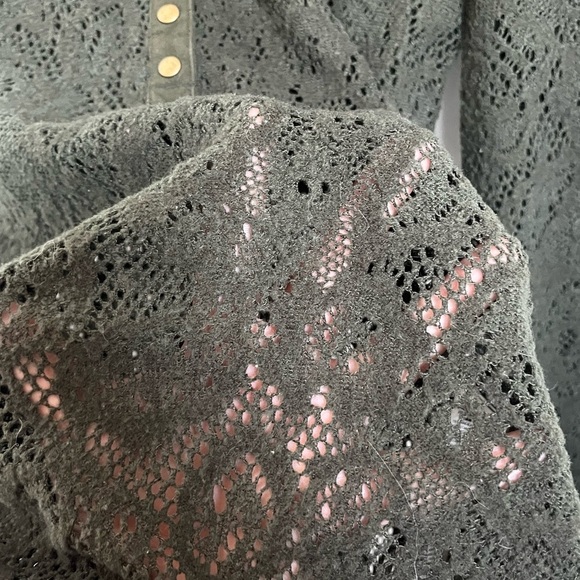 Free People Lace Henley In Green Size Small - Picture 2 of 7